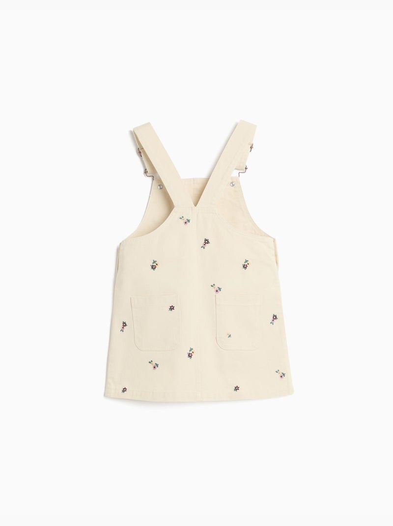 Falda de petos bordados con flores, mo fashion Beige - Kiabi