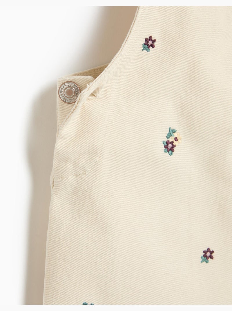 Falda de petos bordados con flores, mo fashion Beige - Kiabi