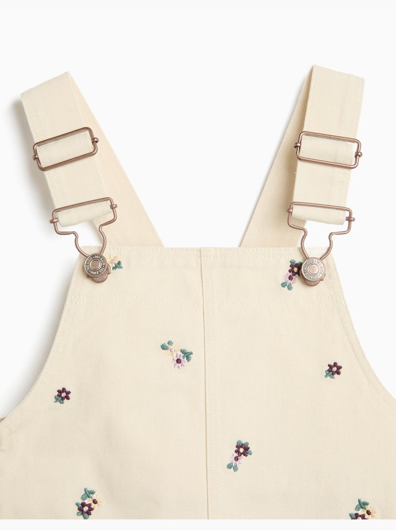 Falda de petos bordados con flores, mo fashion Beige - Kiabi