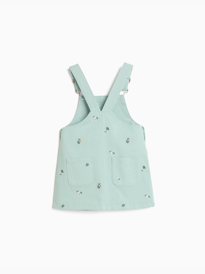 Falda de petos bordados con flores, mo fashion Gris - Kiabi