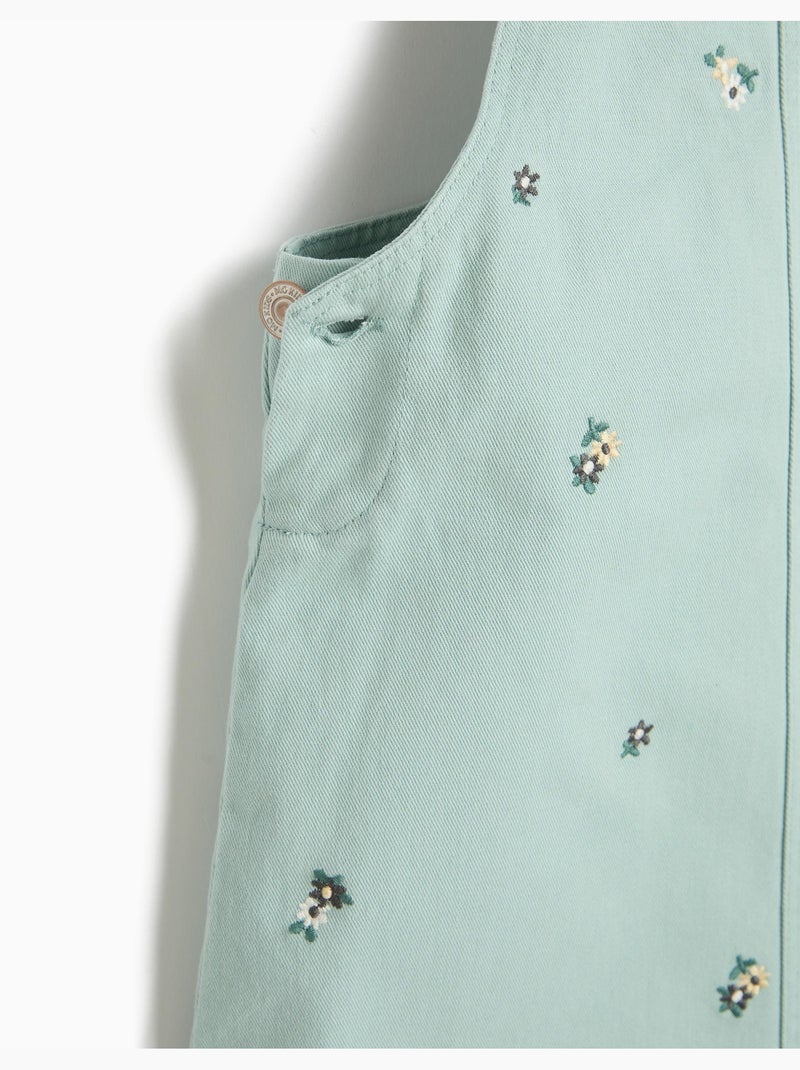 Falda de petos bordados con flores, mo fashion Gris - Kiabi