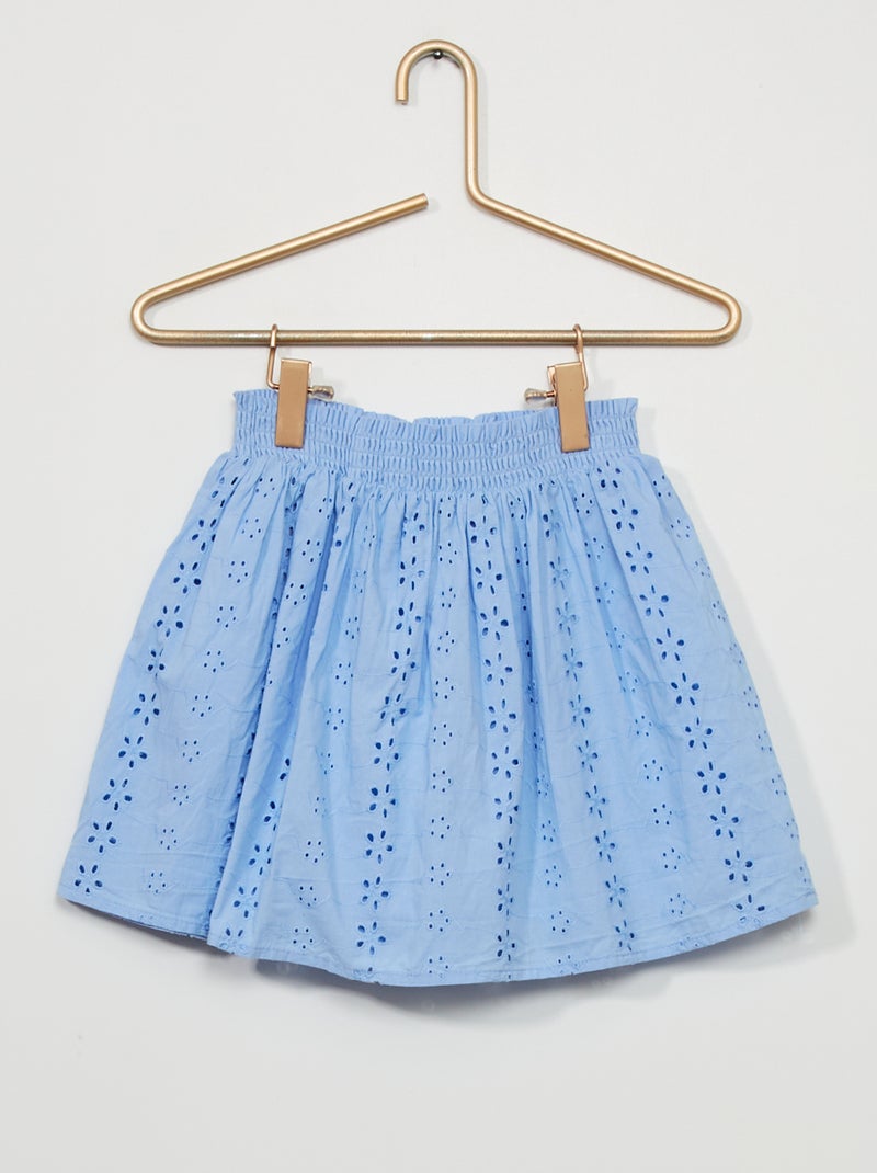 Falda de popelina con cintura fruncida AZUL - Kiabi