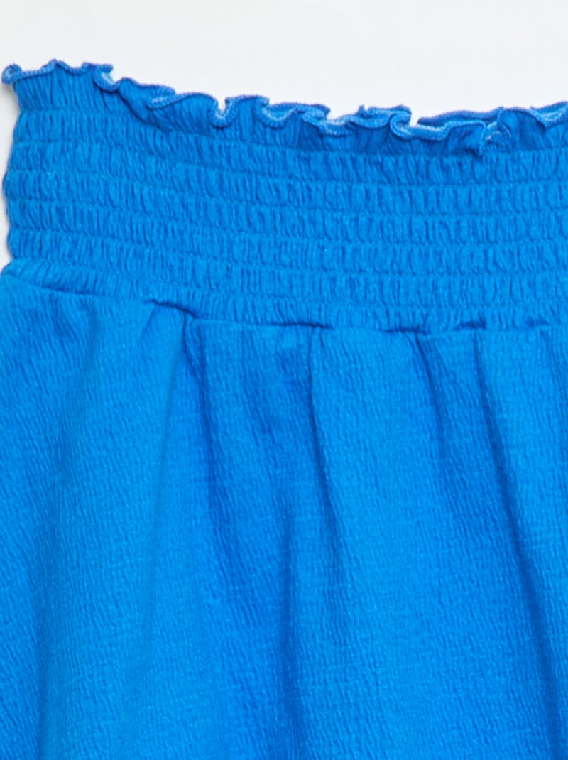 Falda de punto arrugado de algodón Azul - Kiabi