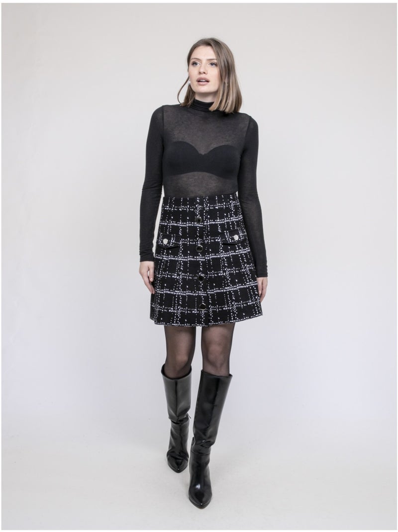 Falda de punto con botones delanteros XIVRY Blanco - Kiabi