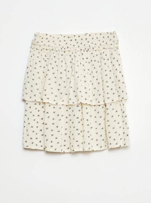 Falda de punto crepé con estampado floral - Kiabi