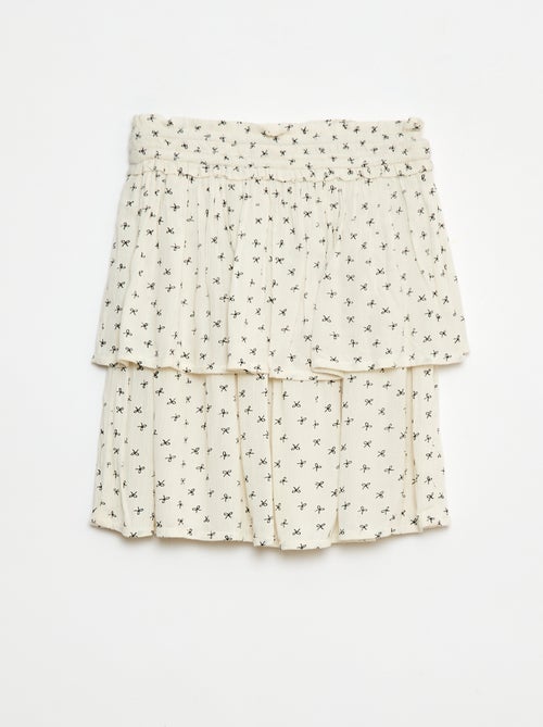 Falda de punto crepé con estampado floral - Kiabi