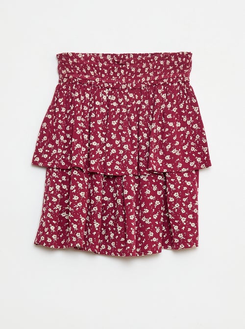 Falda de punto crepé con estampado floral - Kiabi