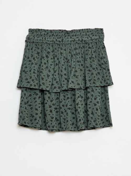 Falda de punto crepé con estampado floral - Kiabi