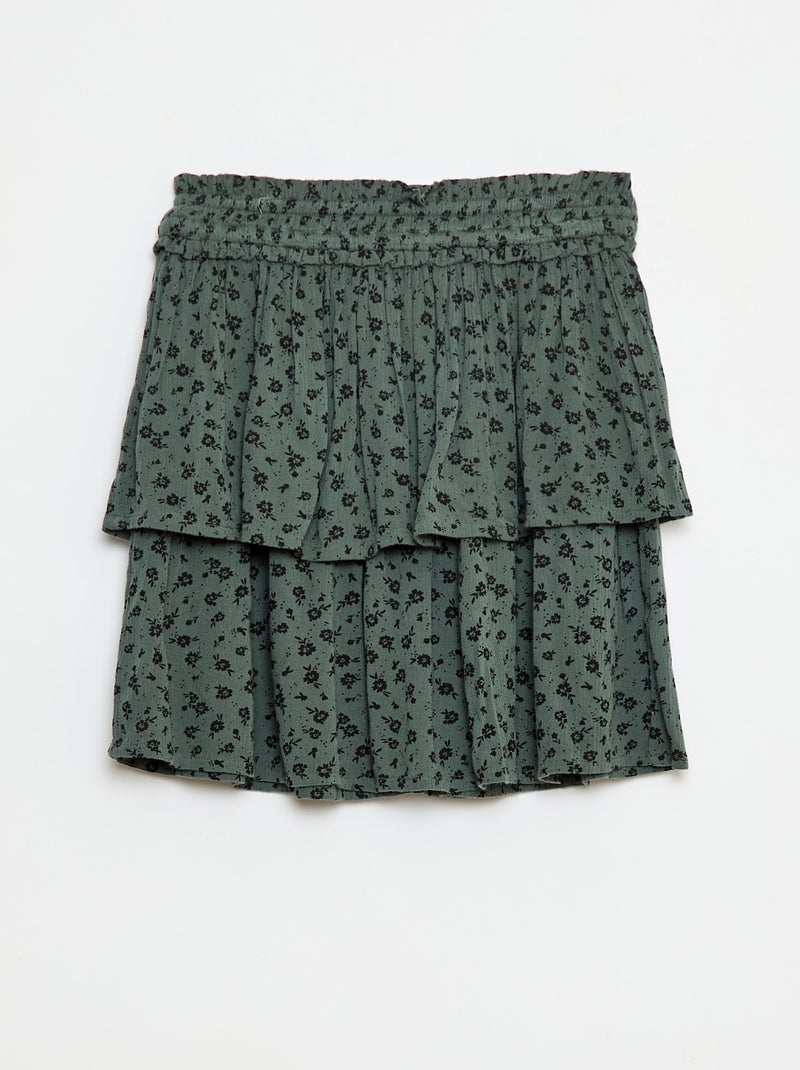 Falda de punto crepé con estampado floral Verde - Kiabi