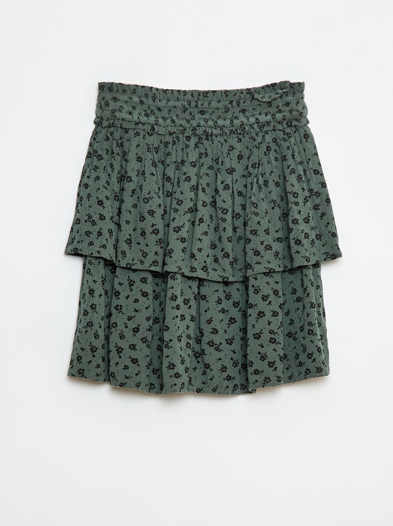 Falda de punto crepé con estampado floral Verde - Kiabi