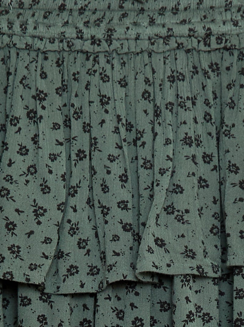 Falda de punto crepé con estampado floral Verde - Kiabi