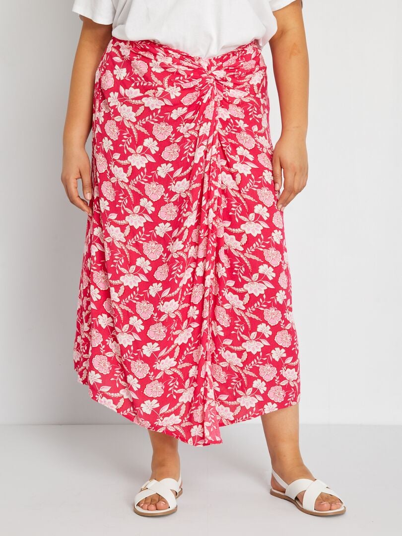 Falda de punto de crepé con estampado ROSA - Kiabi