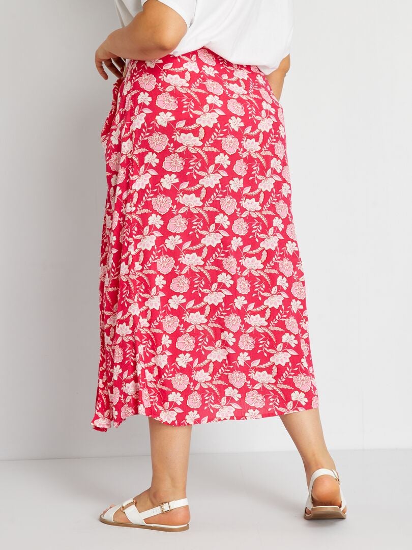 Falda de punto de crepé con estampado ROSA - Kiabi