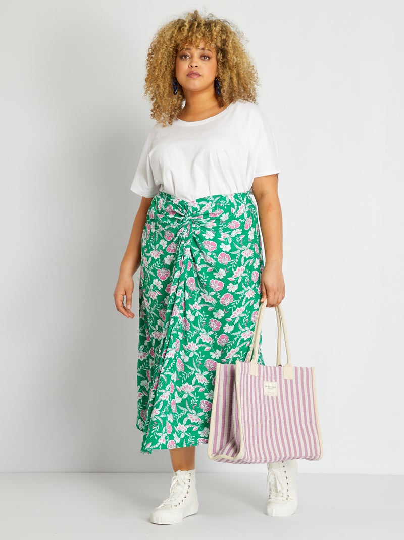 Falda de punto de crepé con estampado VERDE - Kiabi