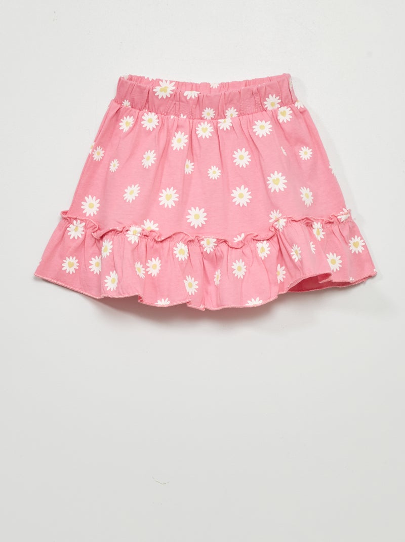 Falda de punto estampada rosa - Kiabi