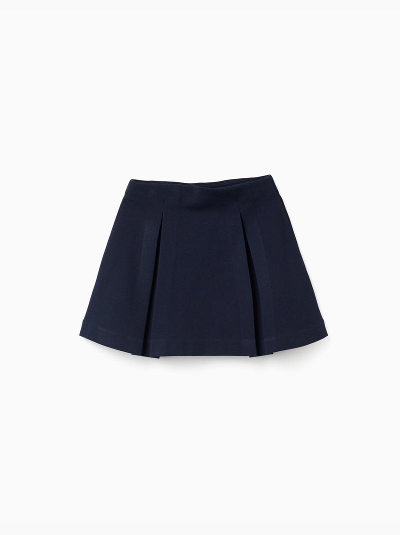 Falda de punto Roma con pliegues delanteros y traseros Azul oscuro - Kiabi