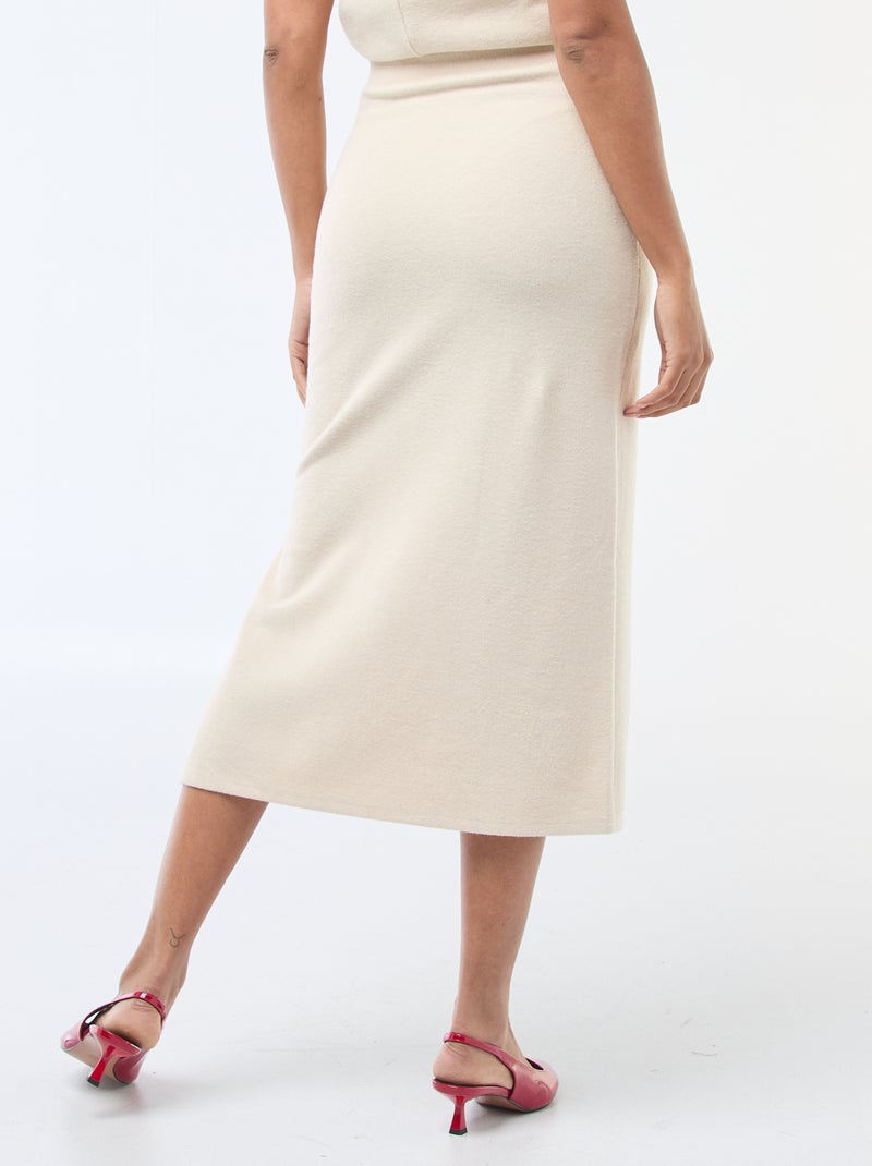 Falda de punto suave con efecto drapeado Beige - Kiabi