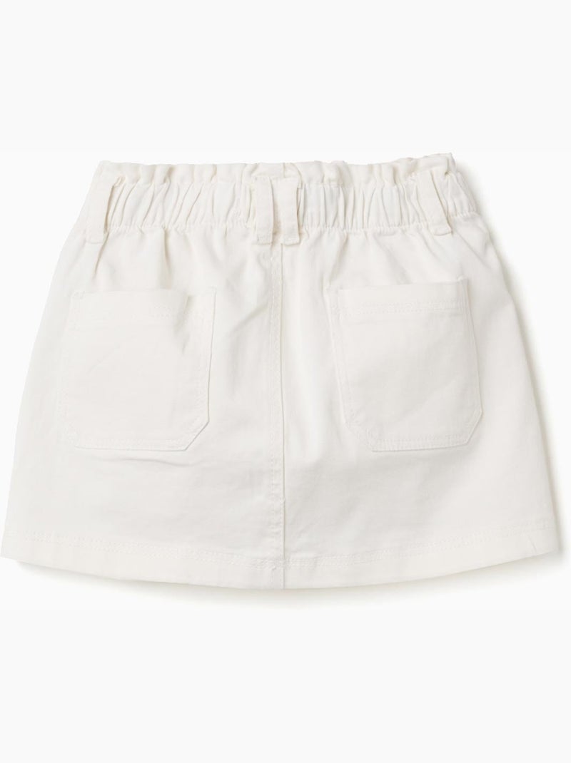 Falda de sarga con cintura paperbag y bolsillos Blanco - Kiabi