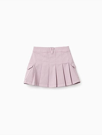 Falda de sarga con pliegues y bolsillos cargo