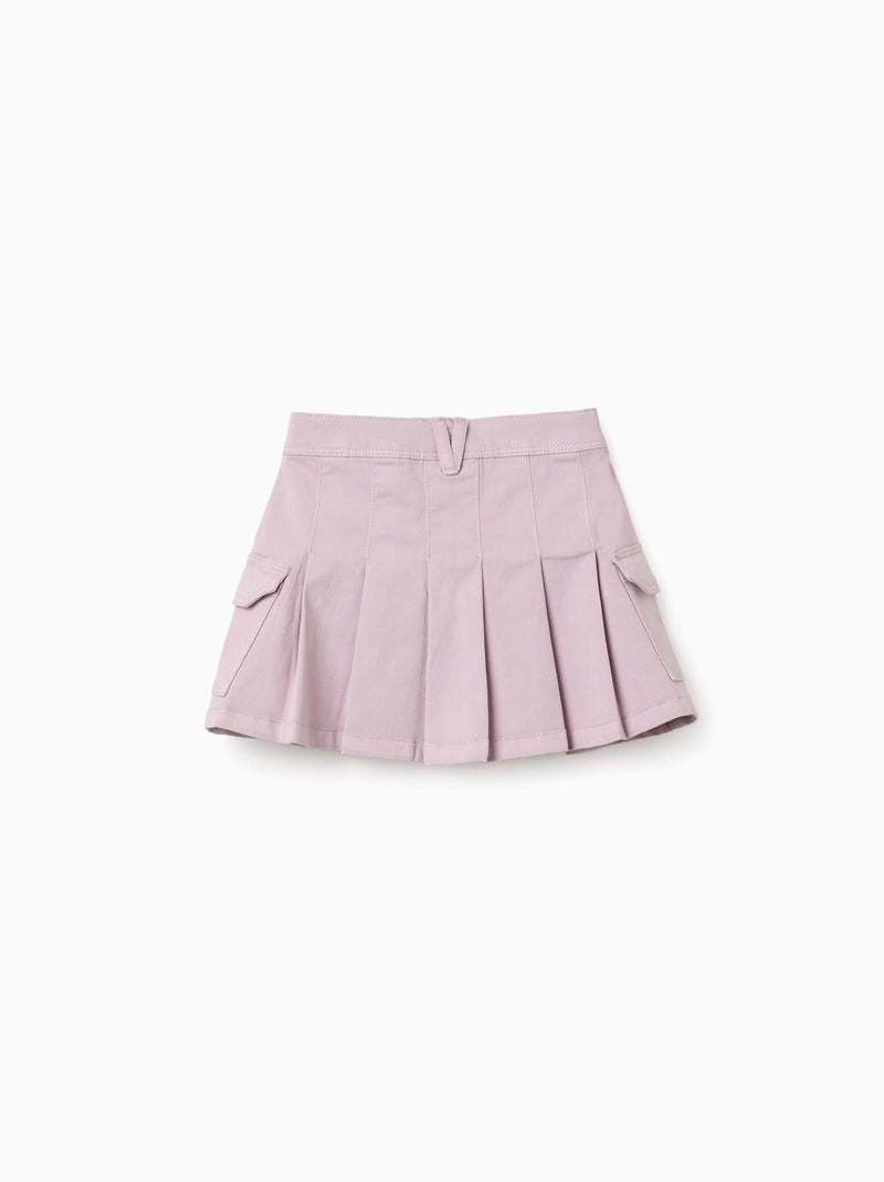 Falda de sarga con pliegues y bolsillos cargo Malva lila - Kiabi