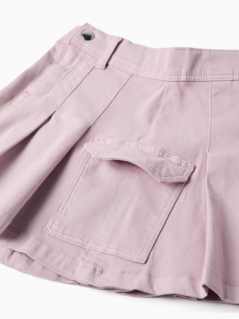 Falda de sarga con pliegues y bolsillos cargo Malva lila - Kiabi