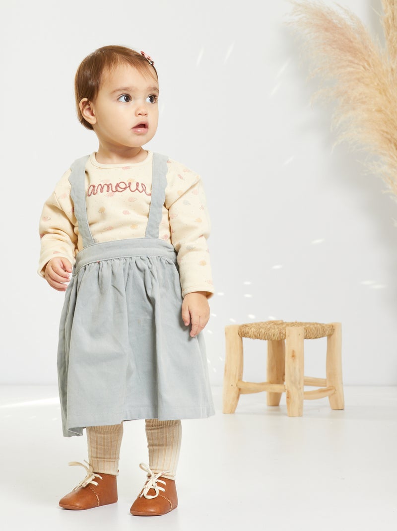 Falda de terciopelo con tirantes azul gris - Kiabi
