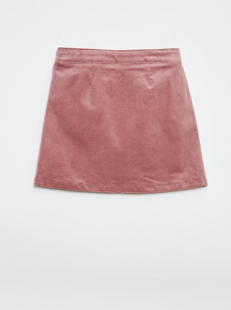Falda de terciopelo corte corto y recto Rosa - Kiabi