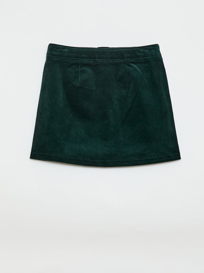 Falda de terciopelo corte corto y recto Verde - Kiabi