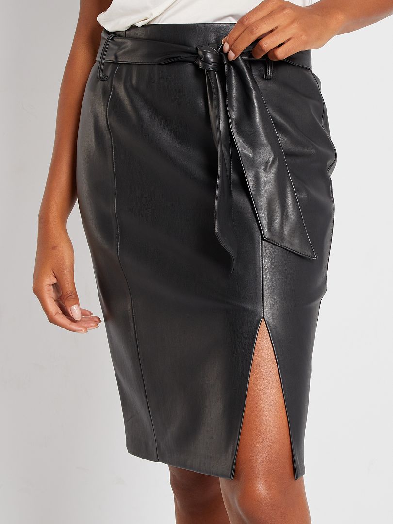 Falda de tubo de piel sintética Negro - Kiabi - 18.00€