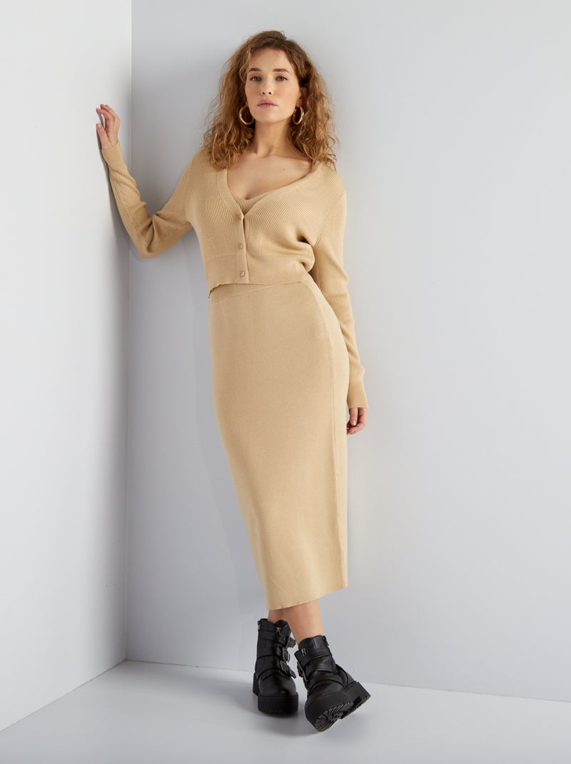 Falda de tubo de punto BEIGE - Kiabi