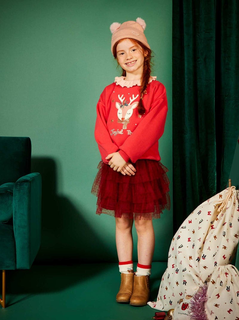 Falda de tul con motivo de lunares ROJO - Kiabi