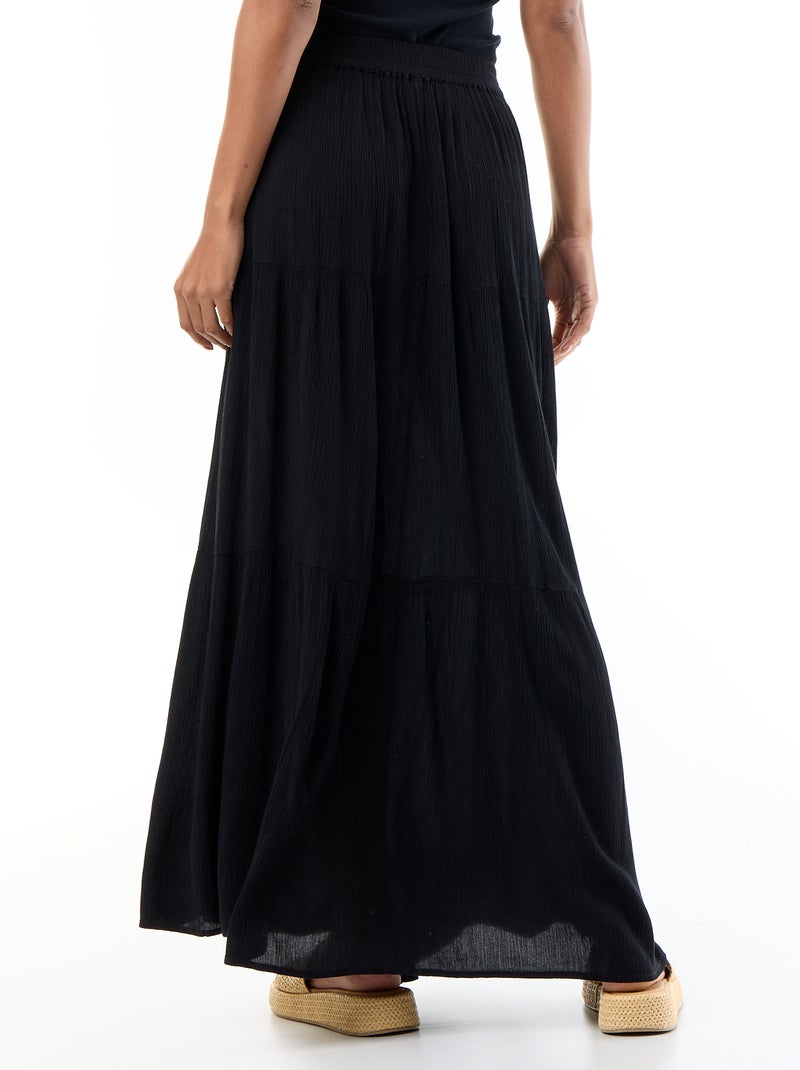 Falda escalonada lisa Negro - Kiabi