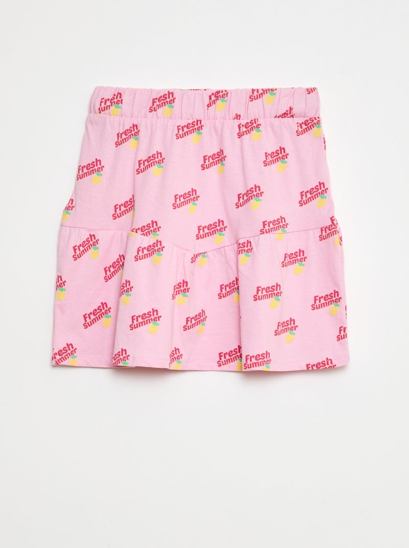 Falda estampada con volantes Rosa - Kiabi