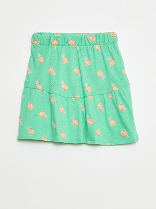 Falda estampada con volantes