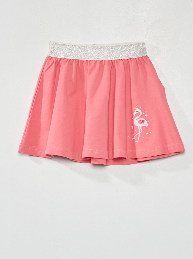 Falda evasé con cinturón brillante ROSA - Kiabi