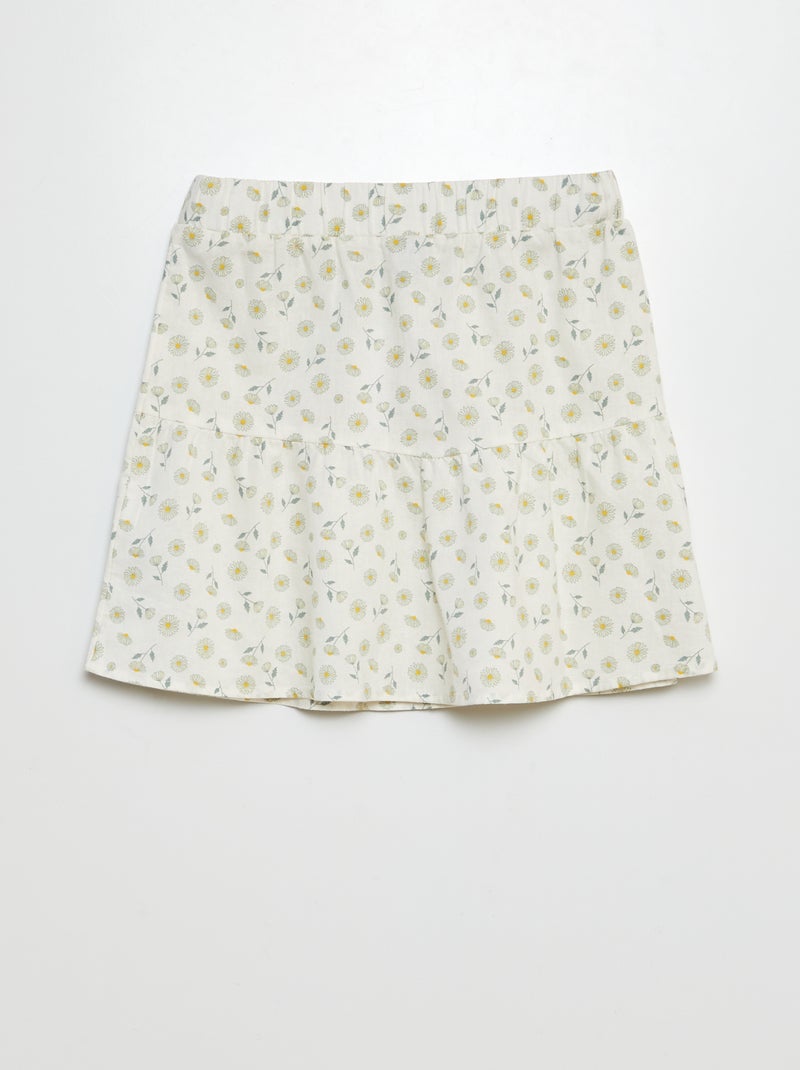 Falda evasé de mezcla de lino BLANCO - Kiabi