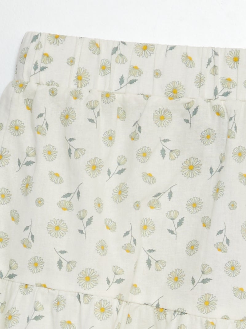 Falda evasé de mezcla de lino BLANCO - Kiabi