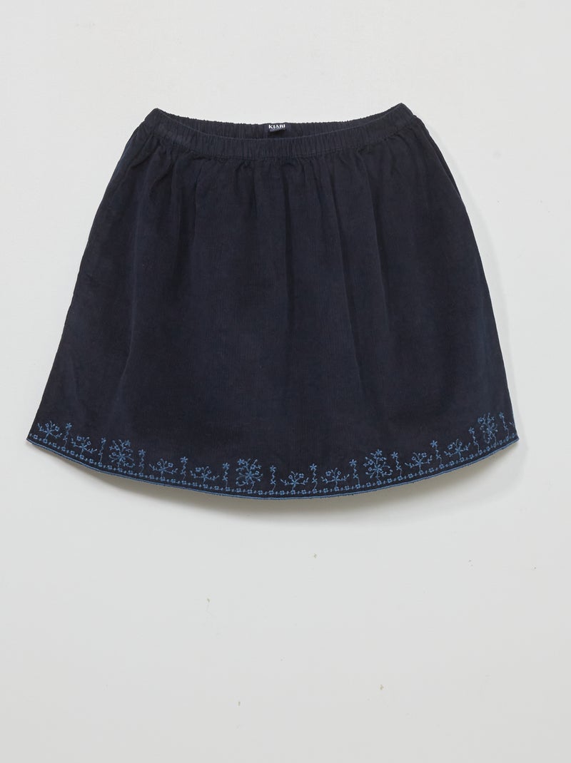 Falda evasé de pana AZUL - Kiabi