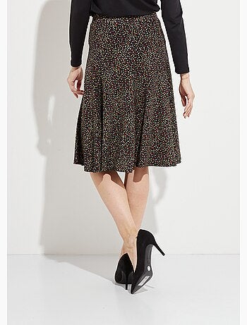 Falda evasé de punto estampada con cinturilla elástica - Afibel