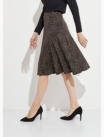 Falda evasé de punto estampada con cinturilla elástica - Afibel