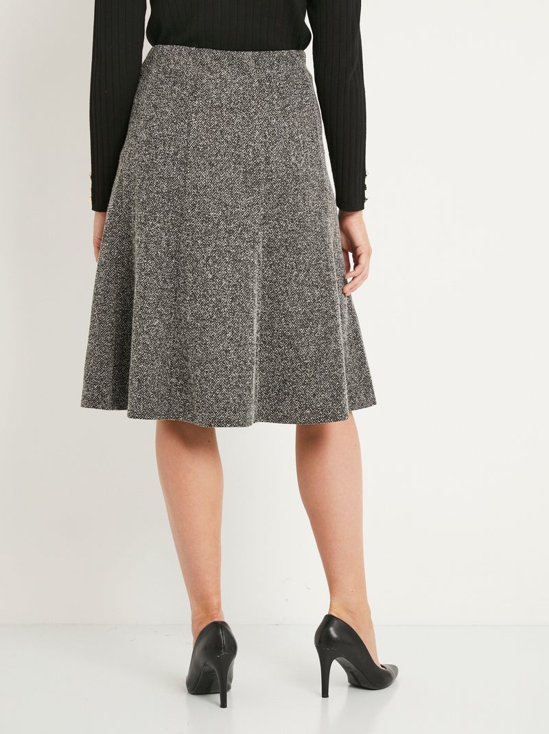 Falda evasé de punto jacquard, cintura elástica - Afibel Gris - Kiabi