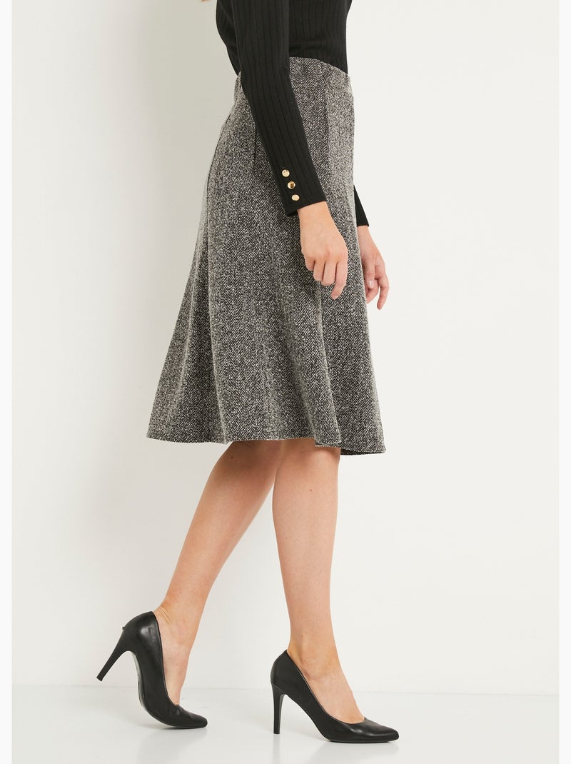 Falda evasé de punto jacquard, cintura elástica - Afibel Gris - Kiabi