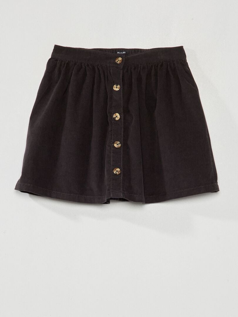 Falda evasé de terciopelo NEGRO - Kiabi