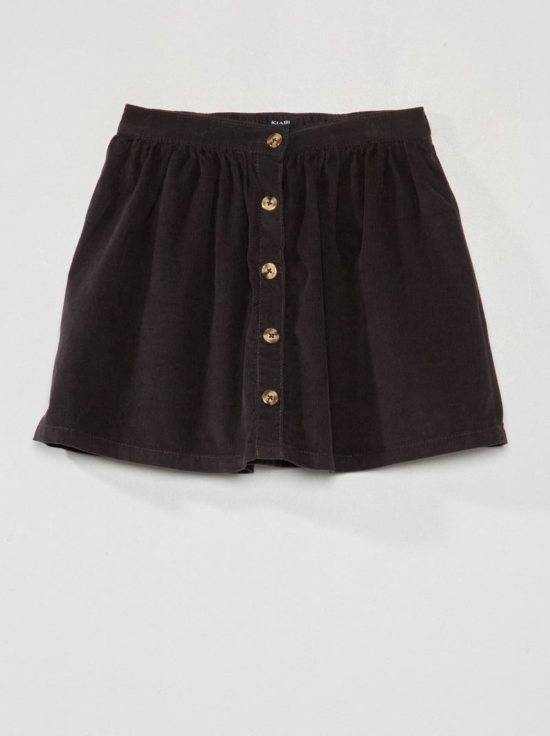 Falda evasé de terciopelo NEGRO - Kiabi