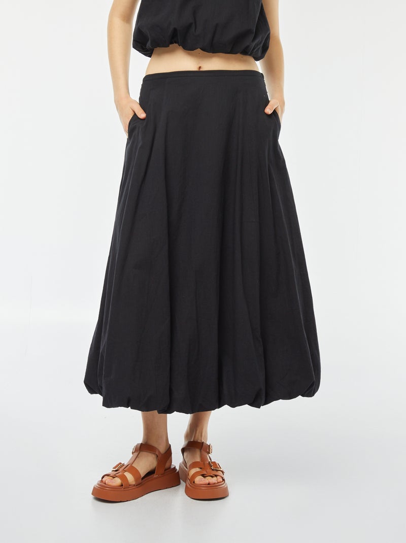 Falda evasé midi corte globo negro - Kiabi