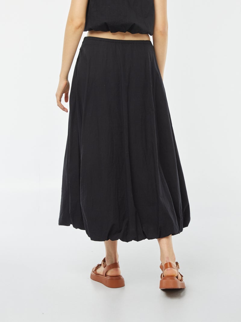 Falda evasé midi corte globo negro - Kiabi