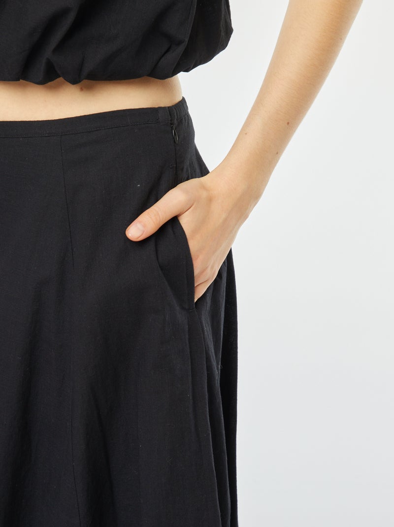 Falda evasé midi corte globo negro - Kiabi