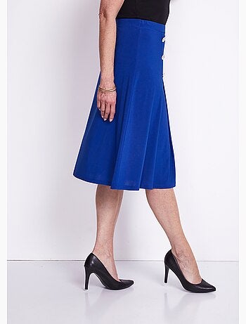 Falda evasé midi de punto liso con puente - Afibel