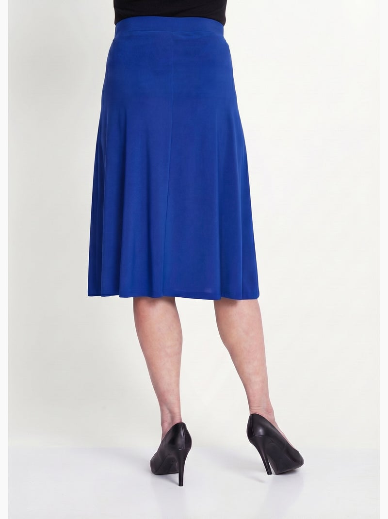 Falda evasé midi de punto liso con puente - Afibel Azul - Kiabi