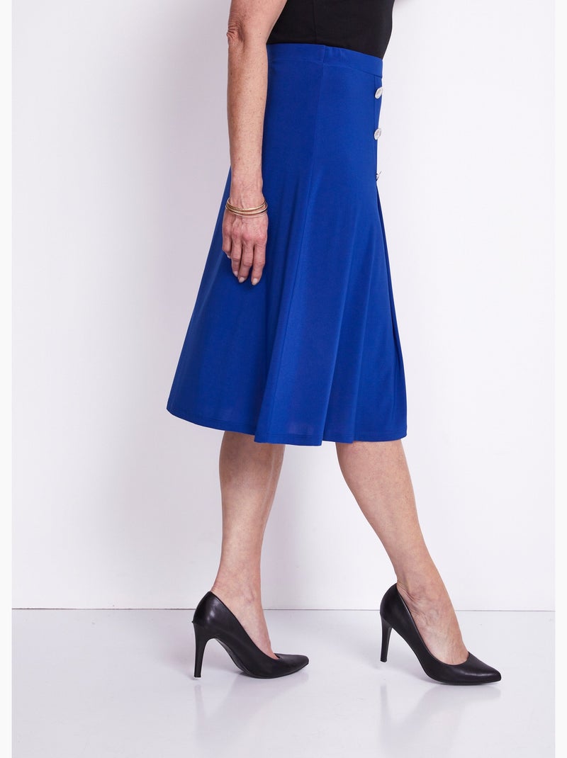 Falda evasé midi de punto liso con puente - Afibel Azul - Kiabi